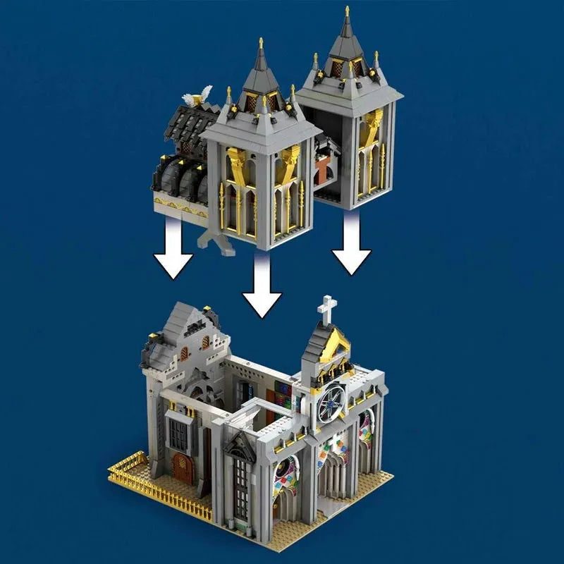 Reobrix MOC Building Block Set: Street Expert MOC Medieval City Church Building, Model 66027