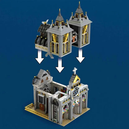 Reobrix MOC Building Block Set: Street Expert MOC Medieval City Church Building, Model 66027