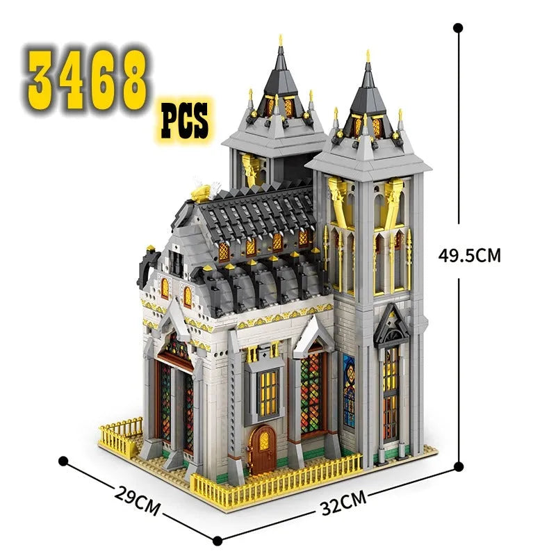 Reobrix MOC Building Block Set: Street Expert MOC Medieval City Church Building, Model 66027