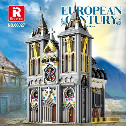 Reobrix MOC Building Block Set: Street Expert MOC Medieval City Church Building, Model 66027