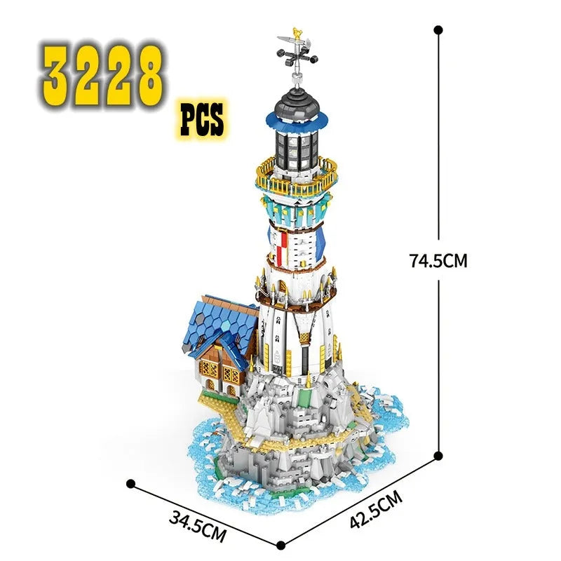 Reobrix MOC Building Block Set: Street Expert MOC Medieval City Lighthouse