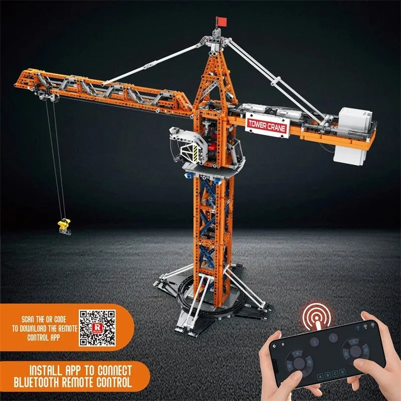 Reobrix Building Block Set: APP Motorized RC Tower Crane, Model RE22013