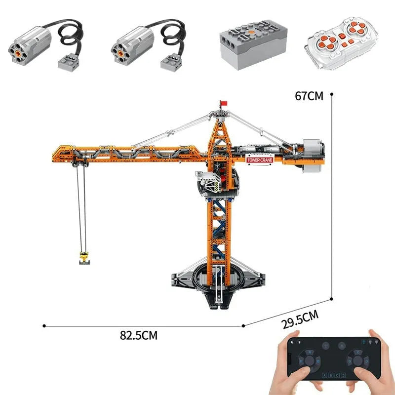Reobrix Building Block Set: APP Motorized RC Tower Crane, Model RE22013