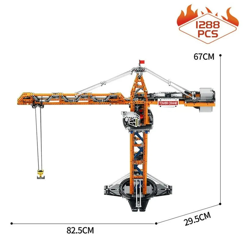 Reobrix Building Block Set: APP Motorized RC Tower Crane, Model RE22013