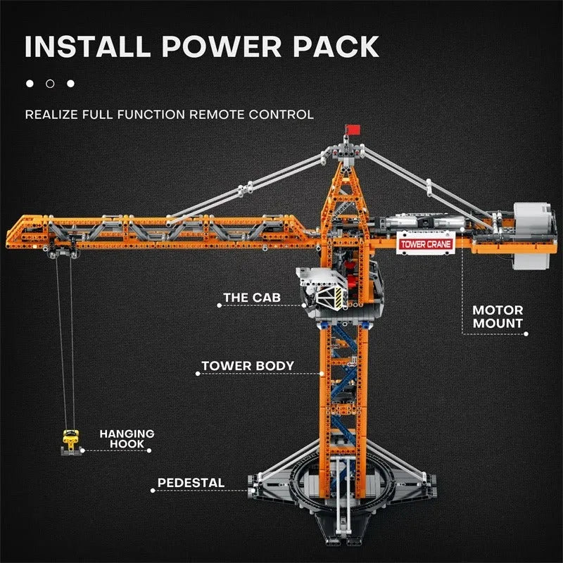 Reobrix Building Block Set: APP Motorized RC Tower Crane, Model RE22013