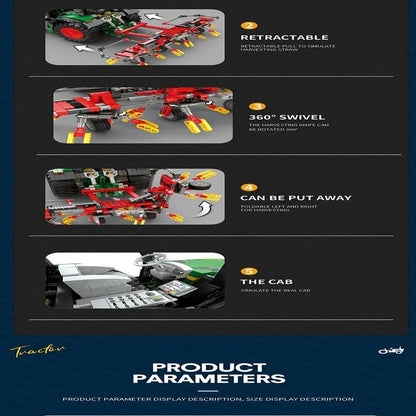 Reobrix MOC Building Block Set: RC APP Motorized Agricultural Tractor, Model RE22015