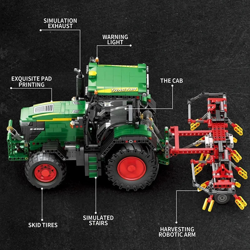Reobrix MOC Building Block Set: RC APP Motorized Agricultural Tractor, Model RE22015