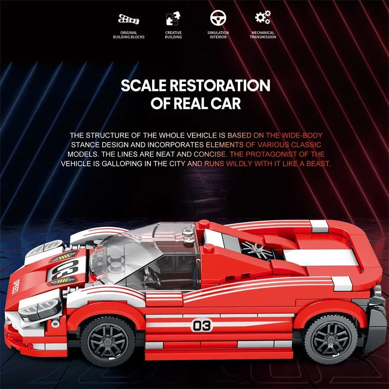 Reobrix MOC Building Block Set: 680 Porsche 917 Super Racing Car