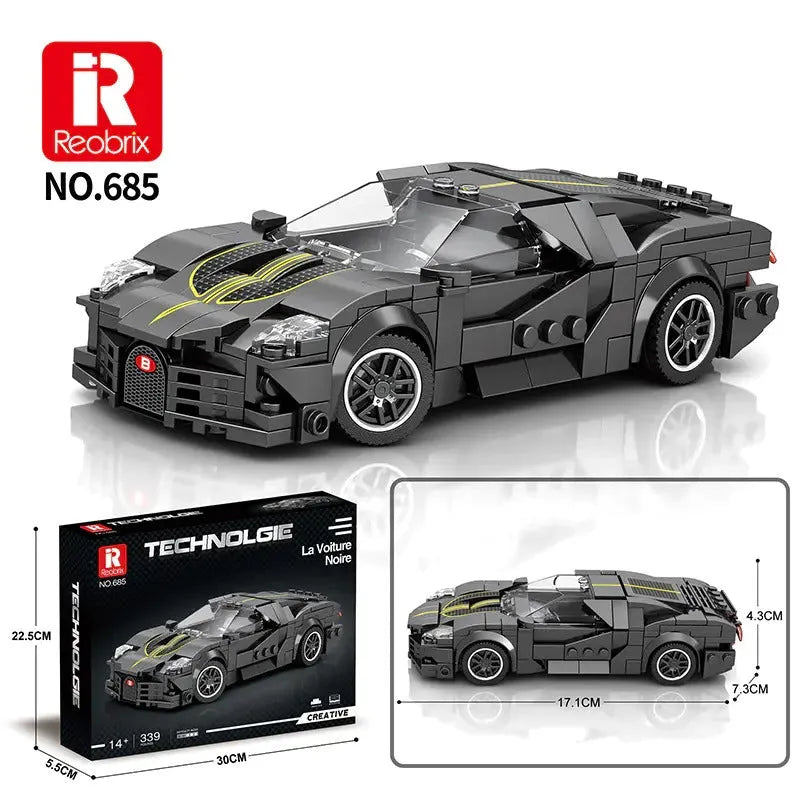 Reobrix MOC Building Block Set: 685 Bugatti La Voiture Noire Racing Car