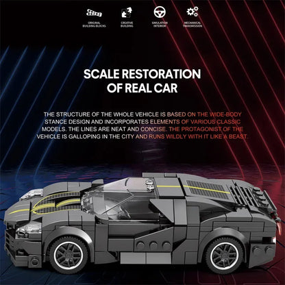 Reobrix MOC Building Block Set: 685 Bugatti La Voiture Noire Racing Car