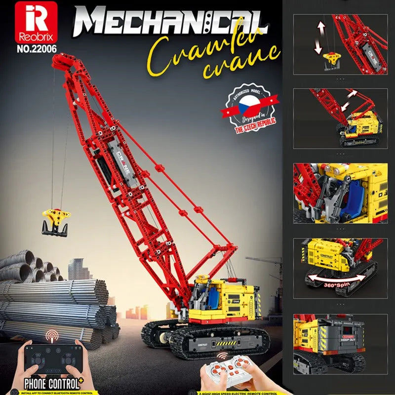 Reobrix MOC Building Block Set: APP RC Motorized Crawler Crane, Model RE22006