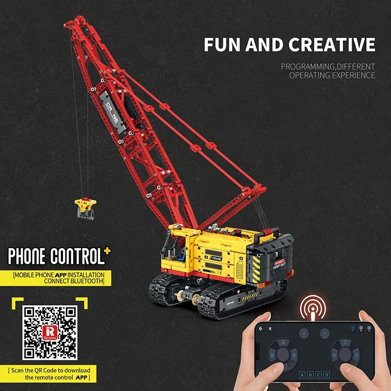 Reobrix MOC Building Block Set: APP RC Motorized Crawler Crane, Model RE22006
