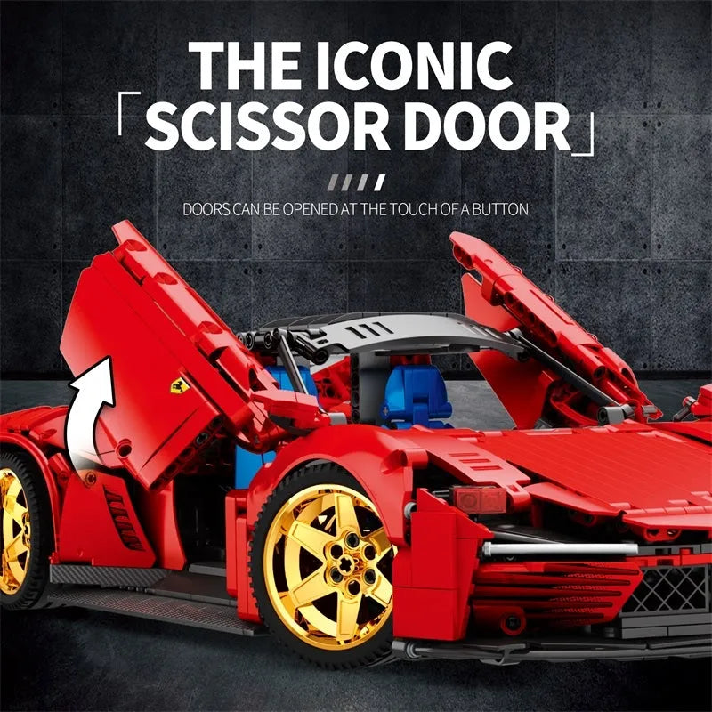 Reobrix MOC Motorized Building Block Set: Ferrari Daytona SP3 11025 Hyper Racing Car, Model RE11025