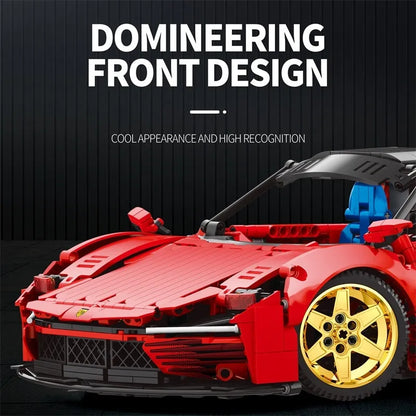 Reobrix MOC Motorized Building Block Set: Ferrari Daytona SP3 11025 Hyper Racing Car, Model RE11025