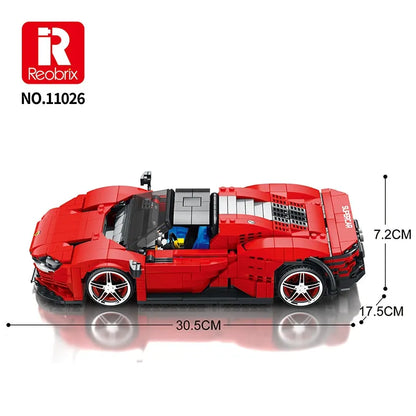 Reobrix MOC Building Block Set: Ferrari Daytona SP3 11026 Super Racing Car, Model RE11026