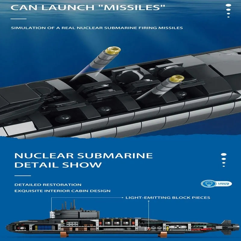 Reobrix MOC Building Block Set: Strategic Nuclear Submarine Warship, Model RE800