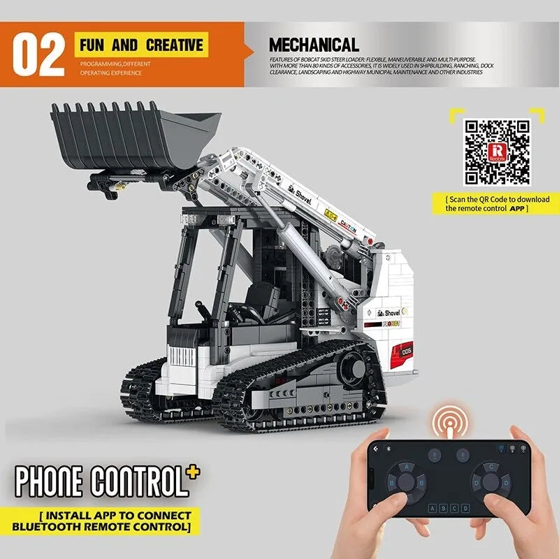 Reobrix MOC Building Block Set: RC Motorized Bobcat Loader, Model RE22004