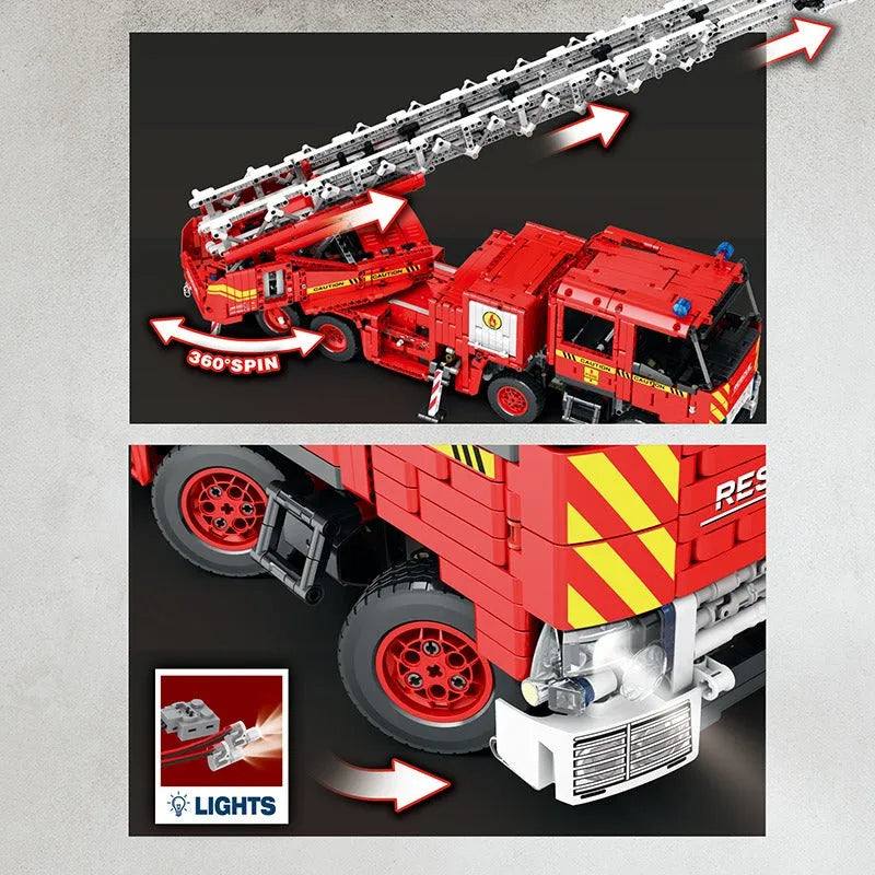 Reobrix MOC Building Block Set: RC Motorized Fire Rescue Truck, Model RE22005