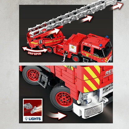 Reobrix MOC Building Block Set: RC Motorized Fire Rescue Truck, Model RE22005