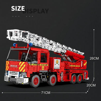 Reobrix MOC Building Block Set: RC Motorized Fire Rescue Truck, Model RE22005