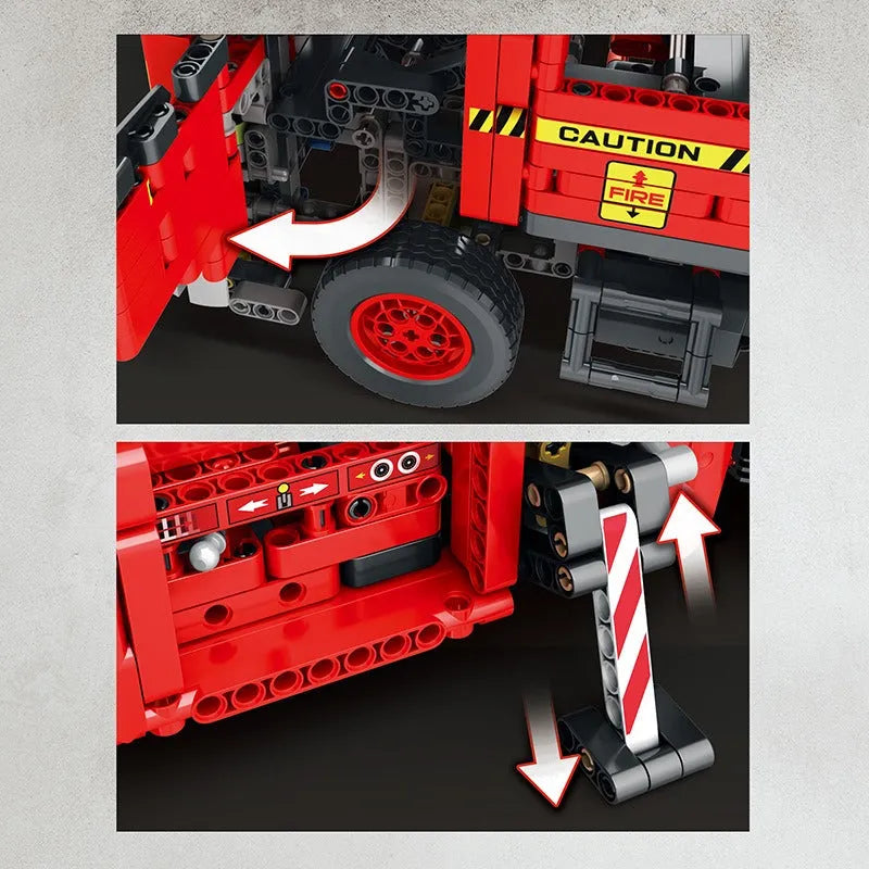 Reobrix MOC Building Block Set: RC Motorized Fire Rescue Truck, Model RE22005
