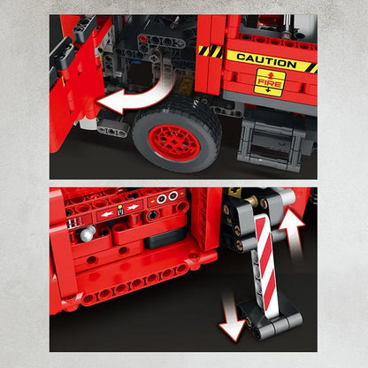 Reobrix MOC Building Block Set: RC Motorized Fire Rescue Truck, Model RE22005