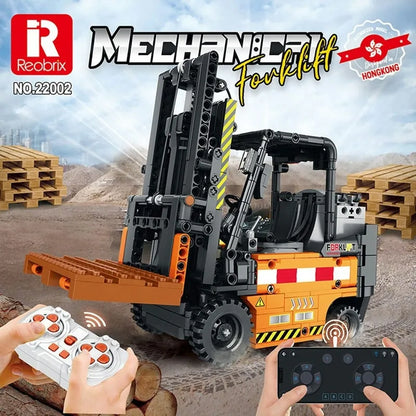 Reobrix MOC Building Block Set: RC Motorized Forklift Truck 22002, Model RE22002