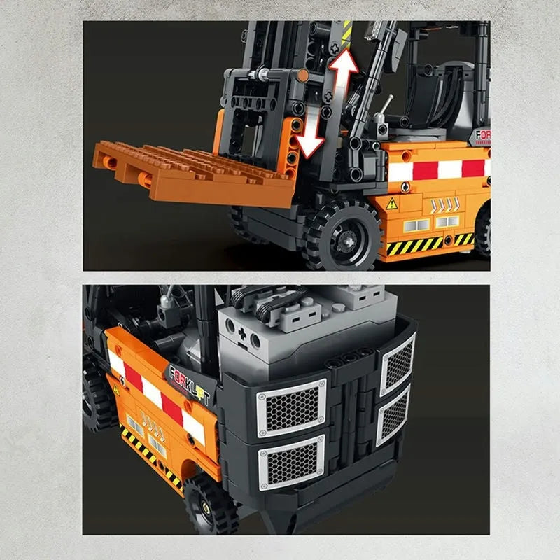 Reobrix MOC Building Block Set: RC Motorized Forklift Truck 22002, Model RE22002