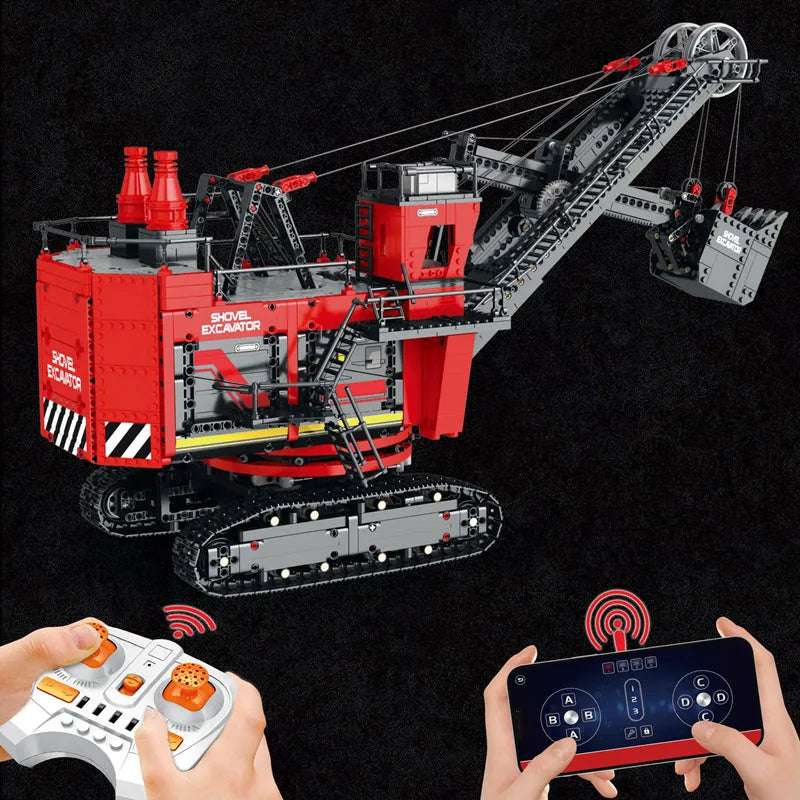 Reobrix MOC Motorized Building Block Set: 22014 RC APP Power Shovel Truck, Model RE22014