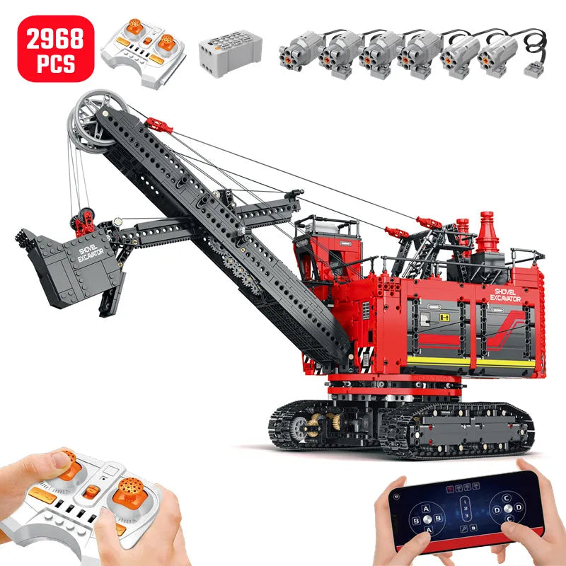 Reobrix MOC Motorized Building Block Set: 22014 RC APP Power Shovel Truck, Model RE22014