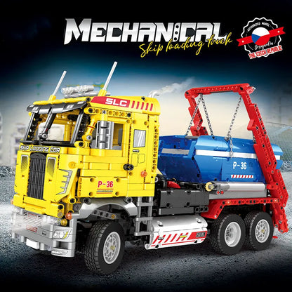 Reobrix MOC Motorized Building Block Set: 22016 RC APP Skip Loading Truck, Model RE22016