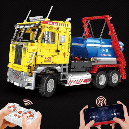 Reobrix MOC Motorized Building Block Set: 22016 RC APP Skip Loading Truck, Model RE22016