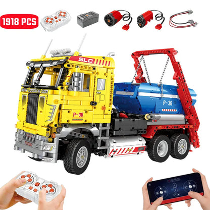 Reobrix MOC Motorized Building Block Set: 22016 RC APP Skip Loading Truck, Model RE22016