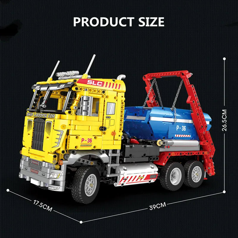 Reobrix MOC Motorized Building Block Set: 22016 RC APP Skip Loading Truck, Model RE22016