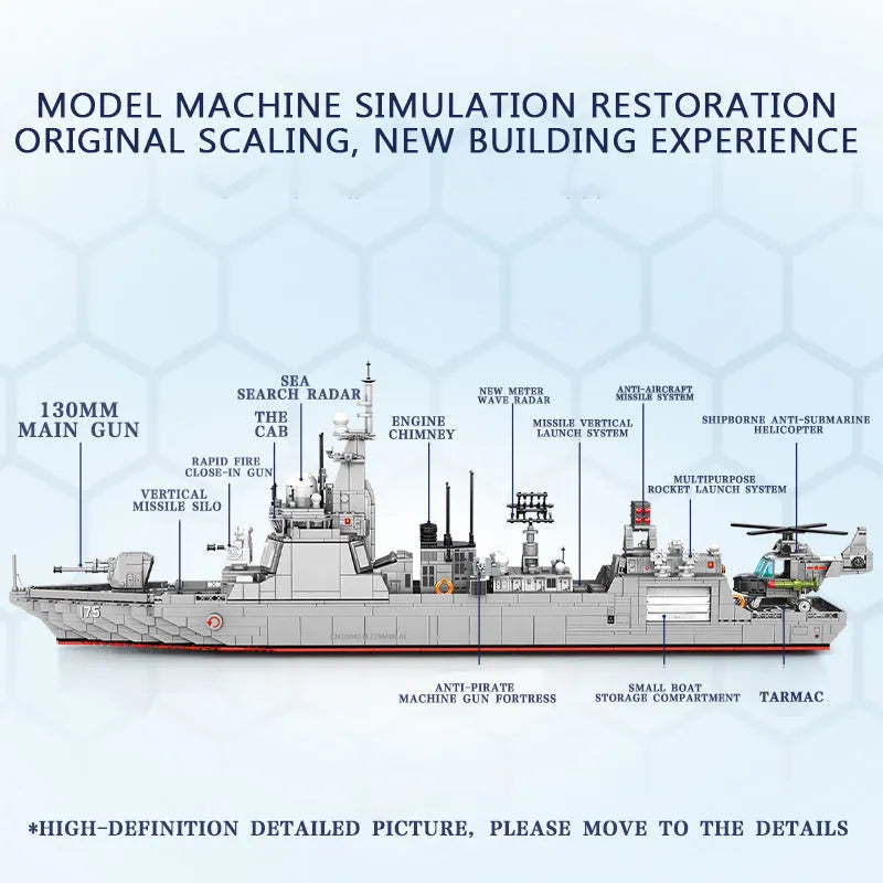 Sembo Building Block Set: 052D Missile Destroyer Warship Cruiser, Model 202058