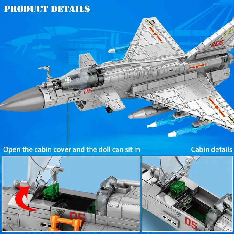 Sembo MOC Building Block Set: Aircraft MOC J-10B Fighter Jet, Model 202126
