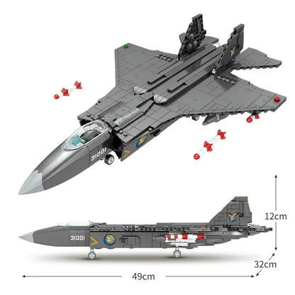 Sembo MOC Building Block Set: FC-31 Fighter Aircraft Jet, Model 202150