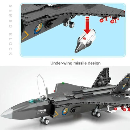 Sembo MOC Building Block Set: FC-31 Fighter Aircraft Jet, Model 202150