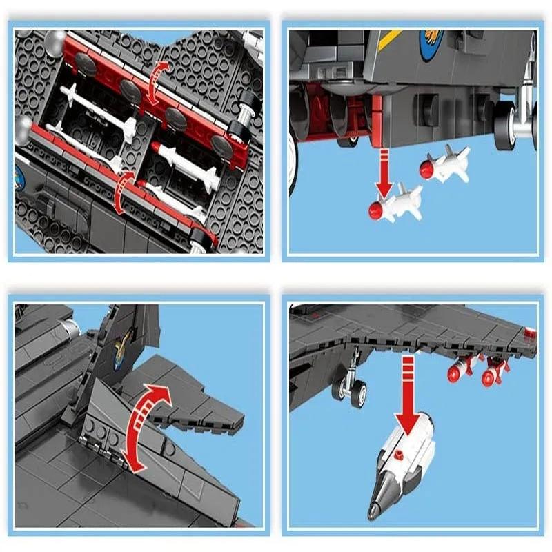 Sembo MOC Building Block Set: FC-31 Fighter Aircraft Jet, Model 202150