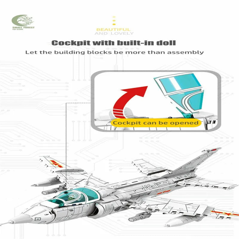 Sembo MOC Building Block Set: Q-5 Striker Aircraft Jet, Model 202157