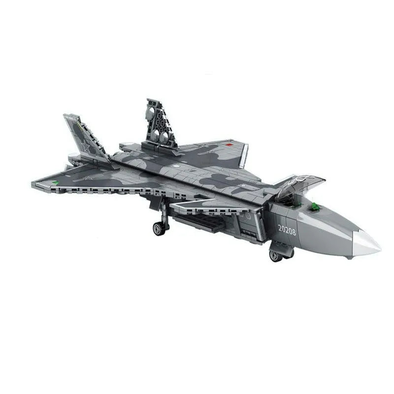 Sembo MOC Building Block Set: Stealth Aircraft J-20 Fighter Jet, Model 202128