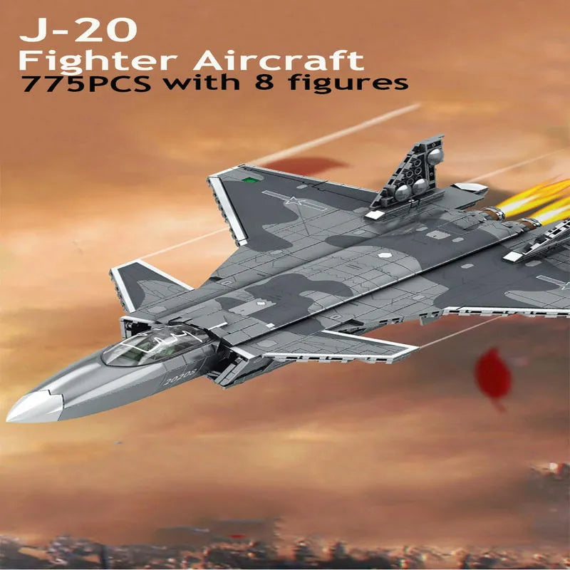 Sembo MOC Building Block Set: Stealth Aircraft J-20 Fighter Jet, Model 202128