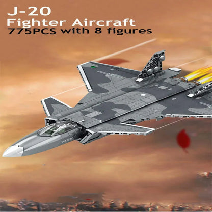 Sembo MOC Building Block Set: Stealth Aircraft J-20 Fighter Jet, Model 202128