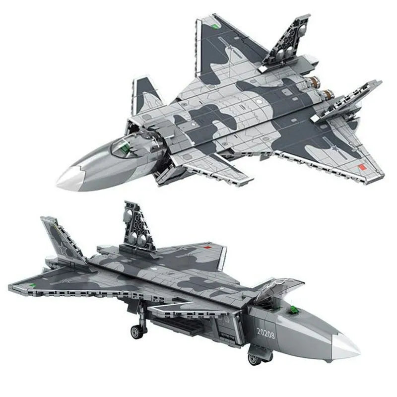 Sembo MOC Building Block Set: Stealth Aircraft J-20 Fighter Jet, Model 202128