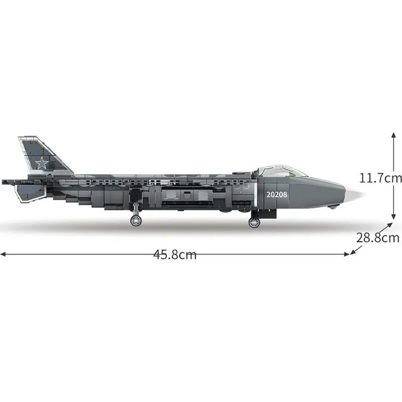 Sembo MOC Building Block Set: Stealth Aircraft J-20 Fighter Jet, Model 202128