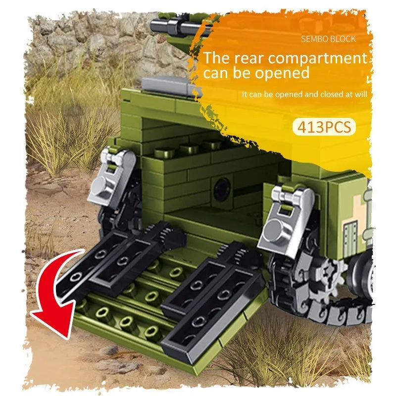 Sembo MOC Building Block Set: WW2 Amphibious Assault Vehicle, Model 105564
