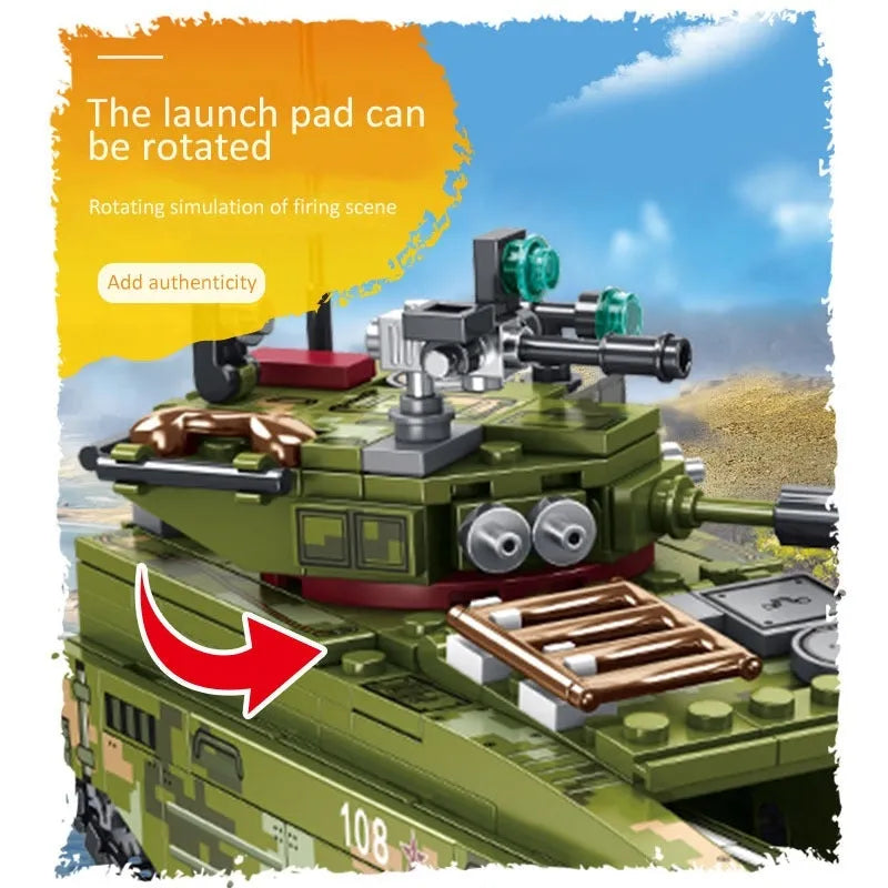 Sembo MOC Building Block Set: WW2 Amphibious Assault Vehicle, Model 105564