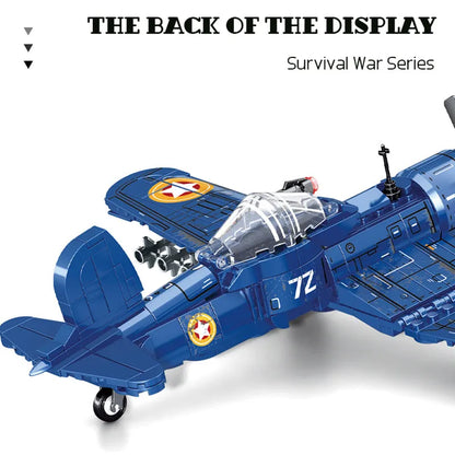 Sembo Building Block Set: WW2 Bomber Army Aircraft F4U Plane, Model 207104
