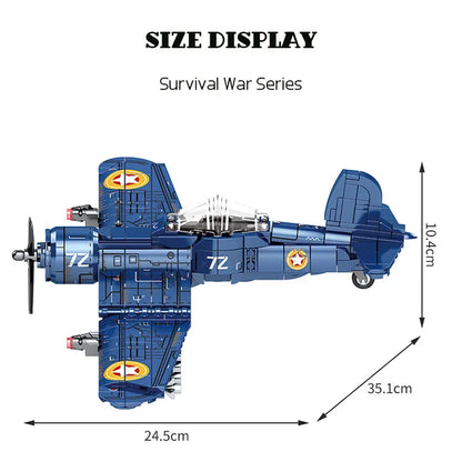 Sembo Building Block Set: WW2 Bomber Army Aircraft F4U Plane, Model 207104