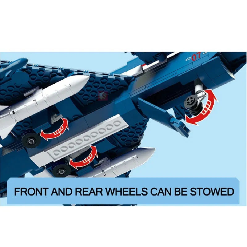 Sembo MOC Building Block Set: WW2 MOC J-10 Fighter Jet Aircraft, Model 202188